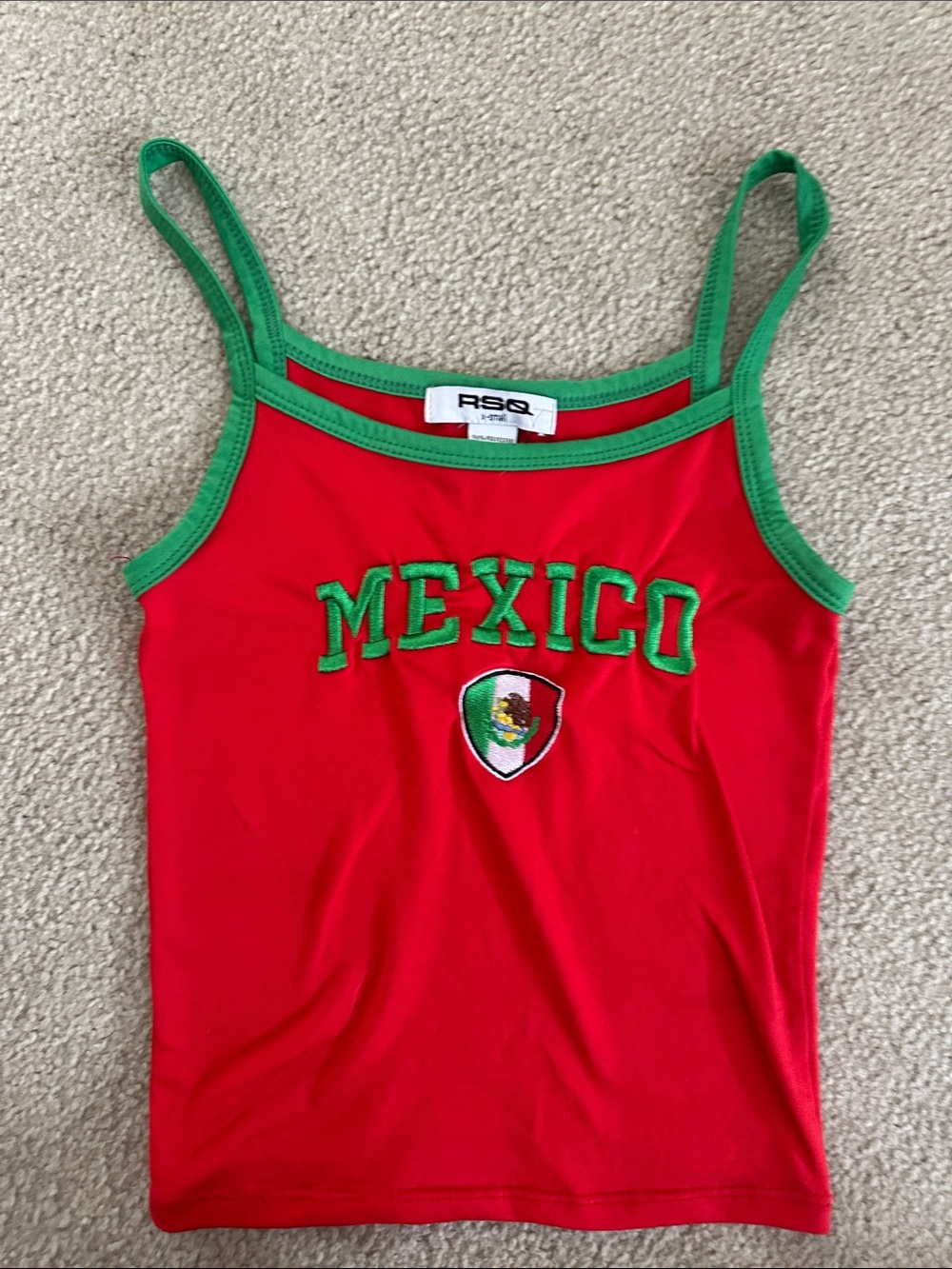MEXICO RSQ Red Tank with Green Trim. Great for World Cup!